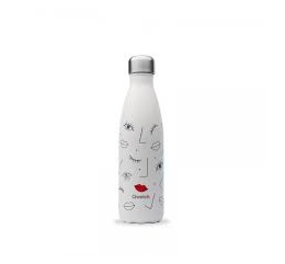 QWETCH-Bouteille Nomade Isotherme 500ml New Face Blanc