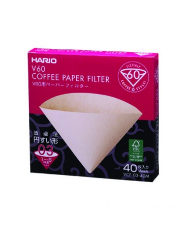 Hario - 40 Filtres Naturels V60 - 1/6 tasses